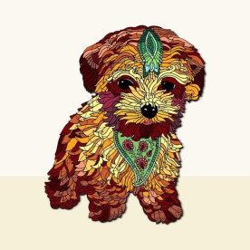 Fluffy Puppy Wooden Jigsaw Puzzle - aimpuzzle
